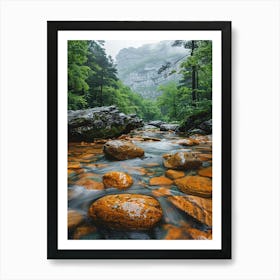 Orange Rocks In A Stream Poster