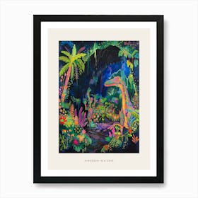 Dinosaur In The Colourful Cave Painting 3 Poster Art Print
