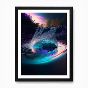 Splash In River, Water, Waterscape Holographic 1 Art Print