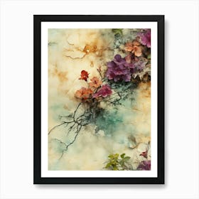 Flowers On The Wall Art Print