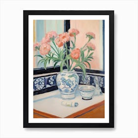 A Vase With Carnation, Flower Bouquet 2 Art Print
