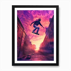 Skateboarding In Stockholm, Sweden Futuristic 2 Art Print