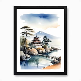 Japanese Landscape Watercolor Painting (74) Art Print