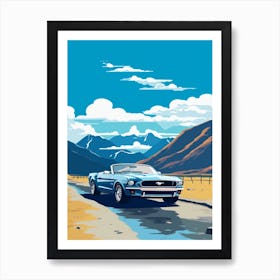 A Ford Mustang In The Andean Crossing Patagonia Illustration 1 Art Print