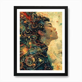 Whimsical Asian Man In Deep 2 Art Print