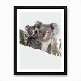 Koalas Torn Paper Art Print