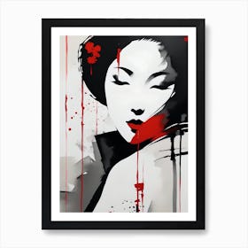 Traditional Japanese Art Style Geisha Girl 26 Art Print