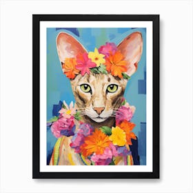 Peterbald Cat With A Flower Crown Painting Matisse Style 1 Art Print