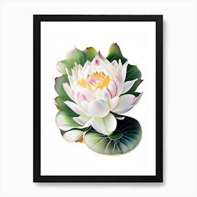 White Lotus Decoupage 1 Art Print