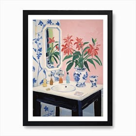 Bathroom Vanity Painting With A Hibiscus Bouquet 2 Art Print