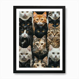 Perfectly Repeatable Artwork With Cute Cat Faces 16 Art Print