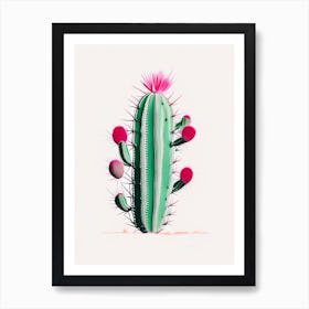 Stenocactus Cactus Minimal Line Drawing 1 Art Print