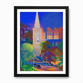 Winston Salem, City Us  Pointillism Art Print