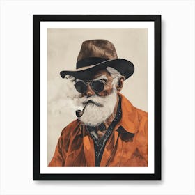 Old Man Smoking A Pipe Art Print