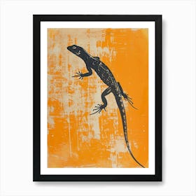 Orange Chuckwalla Lizard Block Print 1 Art Print
