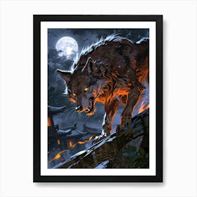 Wolf In The Night Art Print