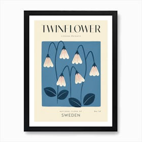 Vintage Blue And White Twin Flower Of Sweden Art Print