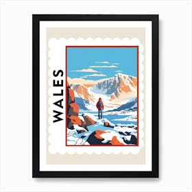 Retro Winter Stamp Poster Snowdonia United Kingdom 3 Art Print