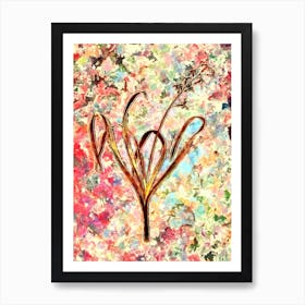 Impressionist Dutch Hyacinth Botanical Painting in Blush Pink and Gold Art Print