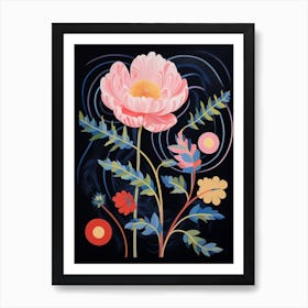 Peony 3 Hilma Af Klint Inspired Flower Illustration Art Print