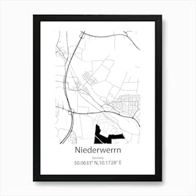 Niederwerrn,Germany Minimalist Map Art Print