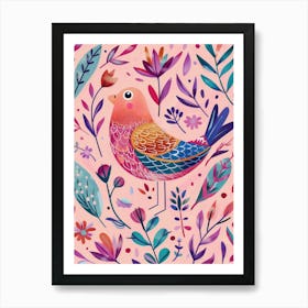 Bird On A Pink Background 1 Art Print