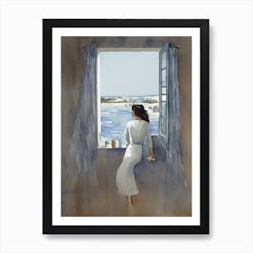 Woman Looking Out The Window 2 Art Print
