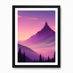 Misty Mountains Vertical Composition In Purple Tone 4 Art Print