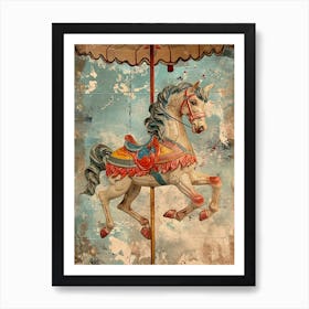 Carousel Horse Kitsch Collage 4 Art Print