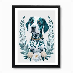 Floral Dalmatian Dog Painting (8) Art Print