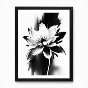 Flower Symbol 1 Black And White Painting Art Print