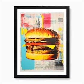Retro Burger Risograph Inspired 4 Art Print