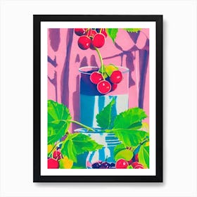 Barbados Cherry Risograph Retro Poster Fruit Art Print