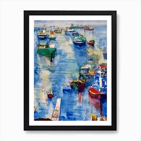 Port Of Chennai India Abstract Block harbour Art Print