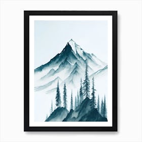 Mountain And Forest In Minimalist Watercolor Vertical Composition 192 Art Print