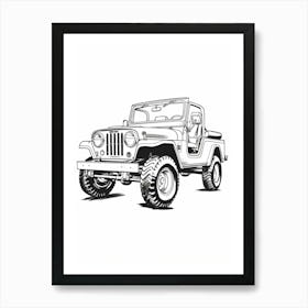 Jeep Wrangler Line Drawing 23 Art Print