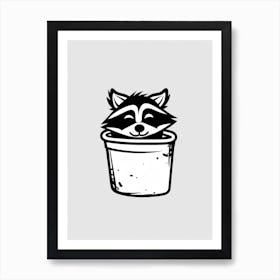A Minimalist Line Art Piece Of A Crab Eating Raccoon 4 Art Print