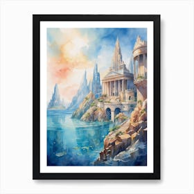 Watercolor Of A Fantasy City Art Print