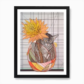 Proteas With A Cat 4 Abstract Expressionist Art Print