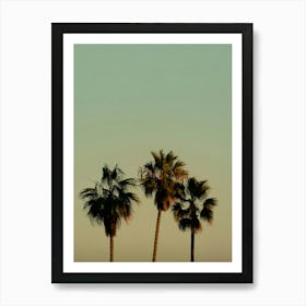 California Palm Trees Pastel Colors Pastel Turquoise and Pastel Yellow Art Print