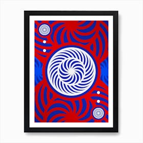 Geometric Abstract Glyph in White on Red and Blue Array n.0056 Art Print