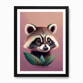 Pink Guadeloupe Raccoon Art Print