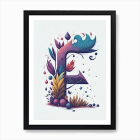 Colorful Letter F Illustration 49 Art Print