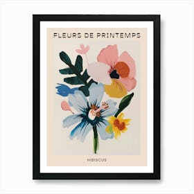 Spring Floral French Poster  Hibiscus 3 Art Print