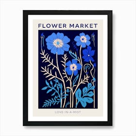 Blue Flower Market Poster Nigella Love In A Mist 2 Art Print