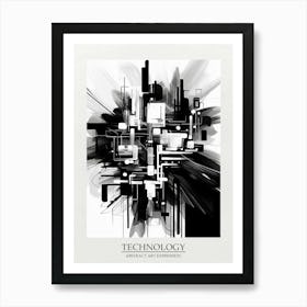 Technology Abstract Black And White 5 Poster Art Print