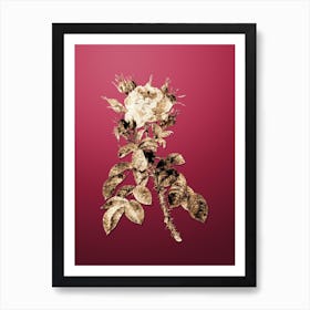 Gold Botanical Lelieur's Four Seasons Rose on Viva Magenta n.0858 Art Print