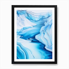 Frozen Landscapes With Icy Water Formations Waterscape Marble Acrylic Painting 1 Art Print