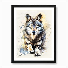 Wolf Watercolor Painting Art Print