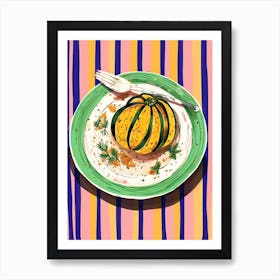 A Plate Of Pumpkins, Autumn Food Illustration Top View 36 Art Print